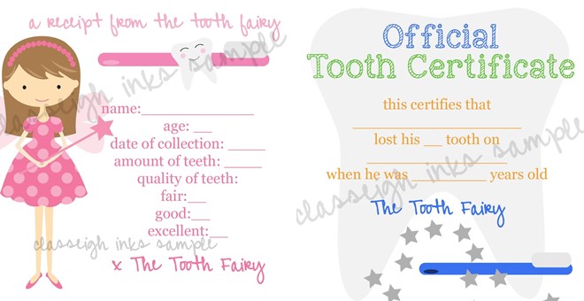 free printable tooth fairy notes